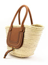 Marci leather raffia tote bag brown - CHLOE - BALAAN 4