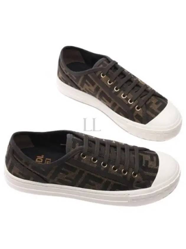 Domino FF Fabric Low Top Sneakers Brown - FENDI - BALAAN 2