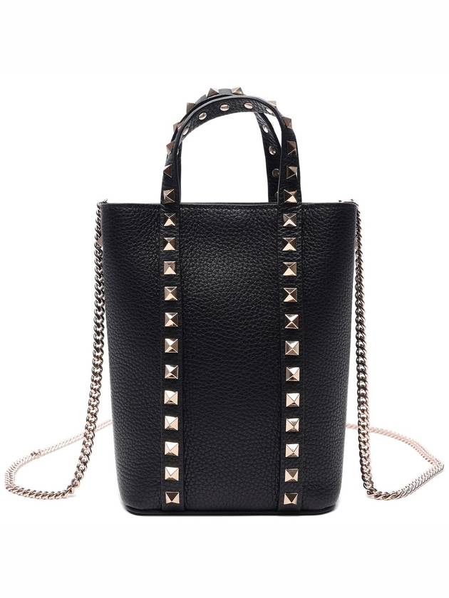 Rockstud Tote Bag Black - VALENTINO - BALAAN 3