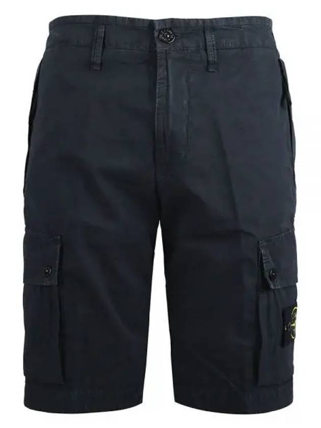 Men's Logo Patch Cargo Bermuda Shorts Blue - STONE ISLAND - BALAAN 2