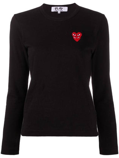 Double Heart Wappen Long Sleeve T-Shirt Black - COMME DES GARCONS PLAY - BALAAN 1