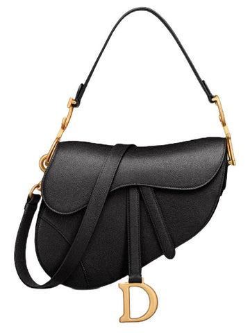 Saddle Grained Calfskin Shoulder Bag Black - DIOR - BALAAN 1