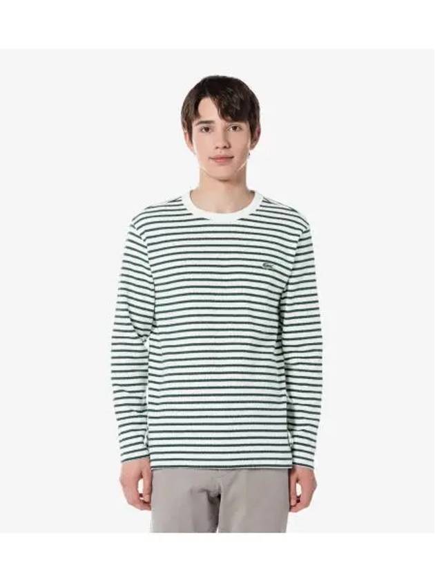 Men s long sleeve striped t shirt deep green - LACOSTE - BALAAN 1