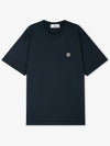 Slimfit Cotton Jersey Short Sleeve T-shirt Navy - STONE ISLAND - BALAAN 3