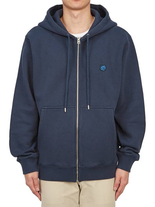 Tonal Fox Head Patch Comfort Zip Up Hoodie Ink Blue - MAISON KITSUNE - BALAAN 2