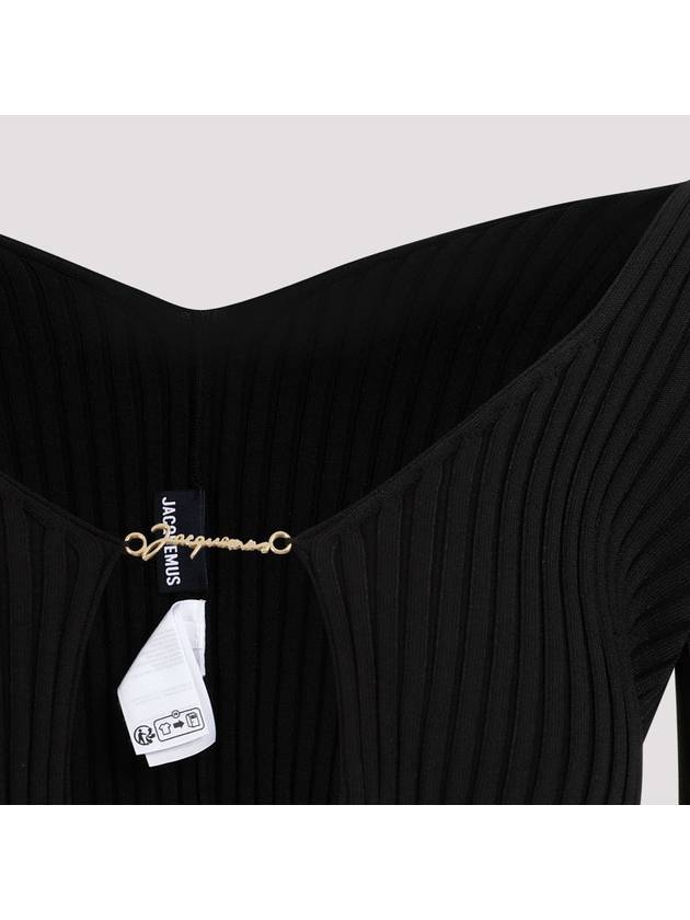 La Maille Pralu Micro Charm Logo Cardigan Black - JACQUEMUS - BALAAN 4