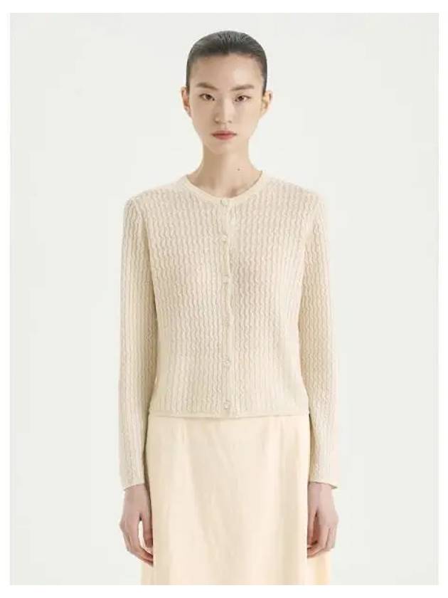 Women s Neo Sag Harbor Cable Knit Crop Spring Fall Cardigan Light Parchment Domestic Product GM0024032500206 - THEORY - BALAAN 1