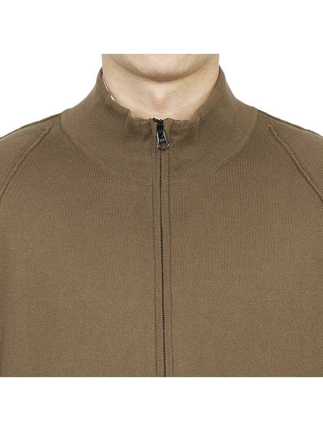 Men's Lens Wappen Zip-Up Cardigan Brown - CP COMPANY - BALAAN 8