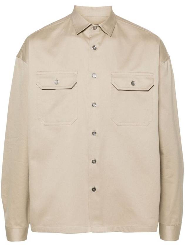 Heavy Cotton Shirt Long Sleeve Beige - PRADA - BALAAN 2