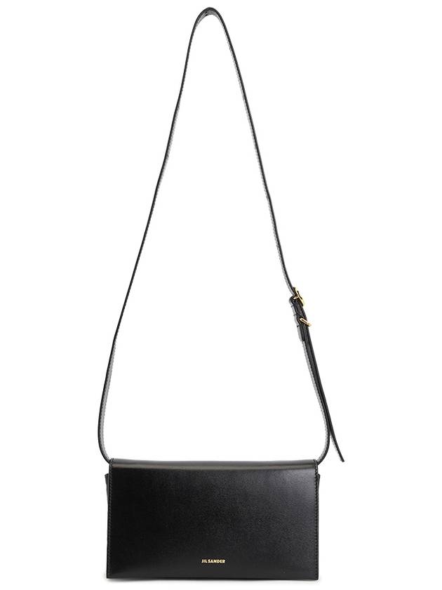 Logo Print Leather Shoulder Bag Black - JIL SANDER - BALAAN 7