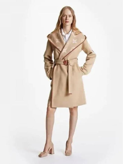 Belted Double Face Hooded Wrap Single Coat Beige - LOUIS VUITTON - BALAAN 2