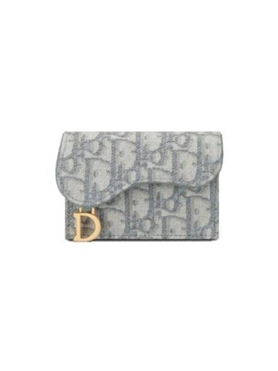 Saddle Flap Card Holder Grey  Oblique Jacquard - DIOR - BALAAN 2