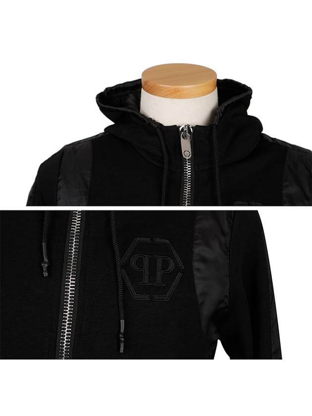 Logo Print Hooded Zip-Up Jacket Black - PHILIPP PLEIN - BALAAN 5