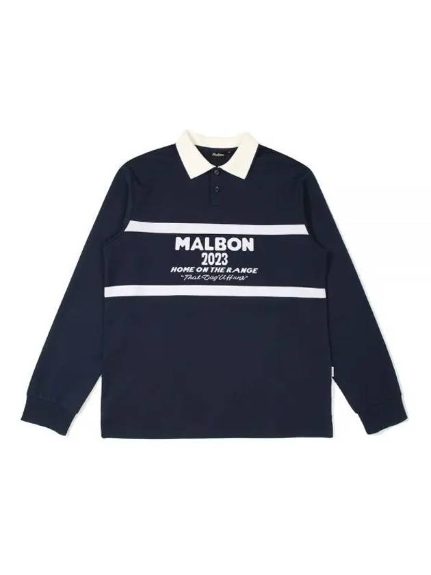 Hybrid Collar Block T-Shirt NAVY MAN M3321PTL08NVY - MALBON GOLF - BALAAN 1