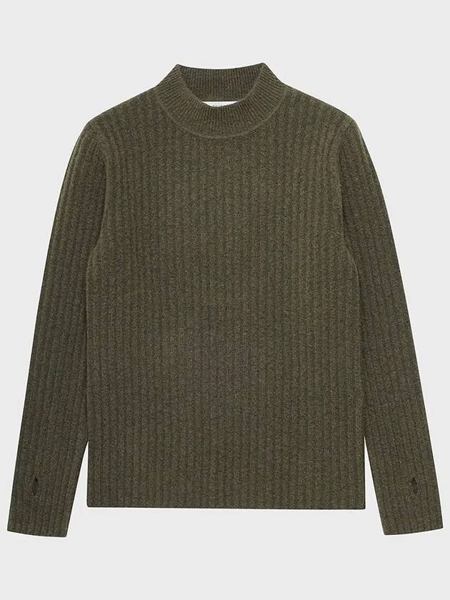 Camel Ribbed Mockneck Knit Top Khaki - NOIRER - BALAAN 3