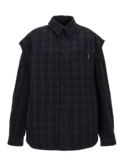 Checked Pattern Long Sleeve Shirt Grey - BALENCIAGA - BALAAN 2