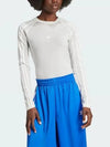 Ruched 3 Stripe Long Sleeve T-Shirt Ivory - ADIDAS - BALAAN 2