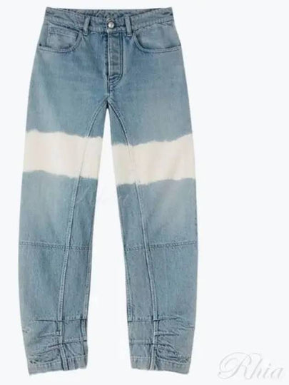 High Waist Color Block Cotton Straight Jeans Blue - JIL SANDER - BALAAN 2