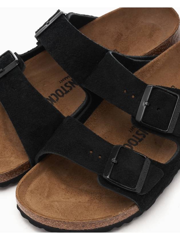 Arizona Suede Leather Slippers Black - BIRKENSTOCK - BALAAN 12