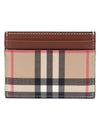 Vintage Check Leather Card Wallet Brown - BURBERRY - BALAAN.