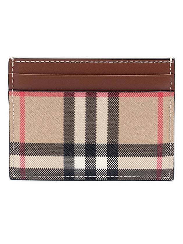 Vintage Check Leather Card Wallet Brown - BURBERRY - BALAAN.