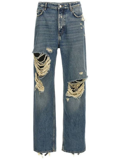 Distressed Denim Straight Jeans Blue - BALENCIAGA - BALAAN 2