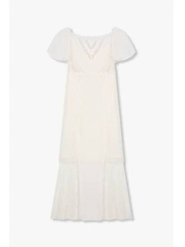 Flower Lace Boat Neck Dress Domini White - REFORMATION - BALAAN 1