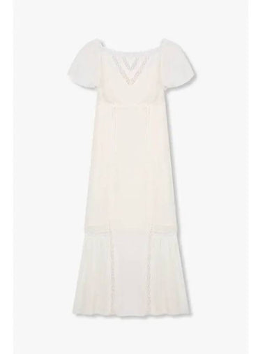 Flower Lace Boat Neck Dress Domini White - REFORMATION - BALAAN 1