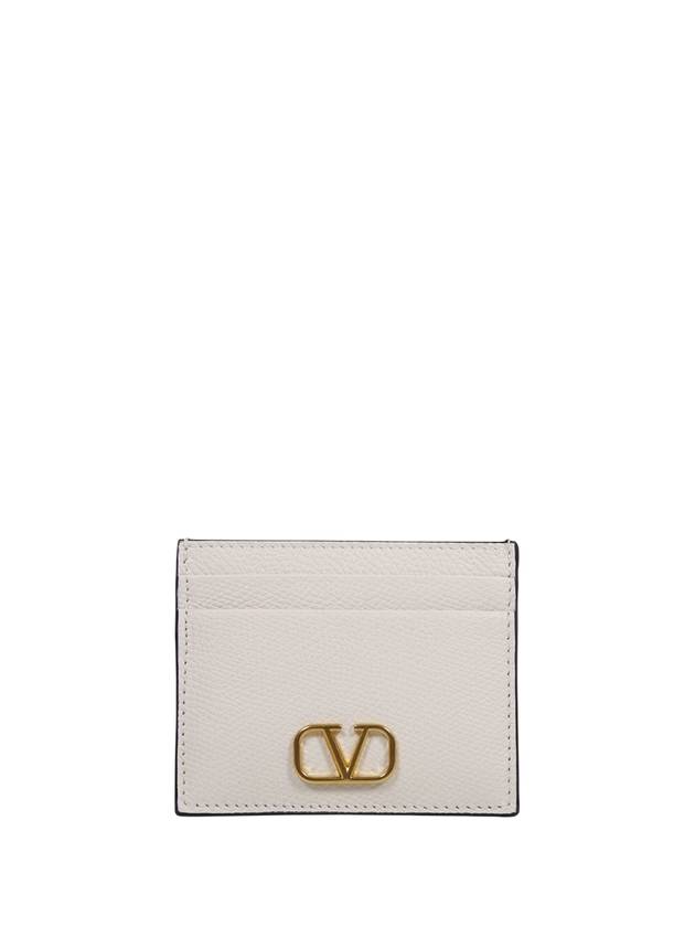 V Logo Signature Card Wallet Ivory - VALENTINO - BALAAN 1