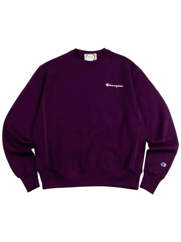 Reverse Weave Embroidered Script Crew Neck Sweatshirt Purple - CHAMPION - BALAAN 4