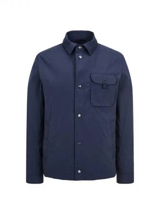 Men s Snap Button Nylon Collar Jacket Dark Navy 270926 - HERNO - BALAAN 1