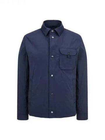 Men s Snap Button Nylon Collar Jacket Dark Navy 270926 - HERNO - BALAAN 1