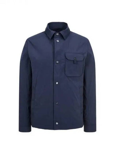 Men s Snap Button Nylon Collar Jacket Dark Navy 270926 - HERNO - BALAAN 1