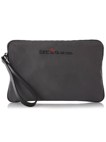 24SS UBA0027 N0080804 GRAY Logo Leather iPad Clutch - KITON - BALAAN 2