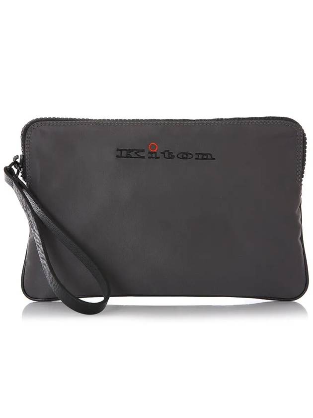 24SS UBA0027 N0080804 GRAY Logo Leather iPad Clutch - KITON - BALAAN 1