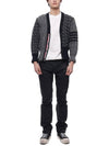 Funmix Donnyroll Cable 4 Bar V-Neck Cardigan Medium Grey - THOM BROWNE - BALAAN 4