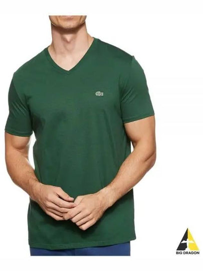 Men's Logo V-Neck Short Sleeve T-shirt Green - LACOSTE - BALAAN 2