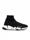 Women's Speed 2.0 Trainer Black Knit White Sole High Top Sneakers Black - BALENCIAGA - BALAAN 5