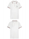 Stripe Trimming Logo Short Sleeve Polo Shirt White - MONCLER - BALAAN 6