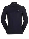 Logo Detail Zipper Neck Cotton Blend Knit Top Navy - HUGO BOSS - BALAAN 2