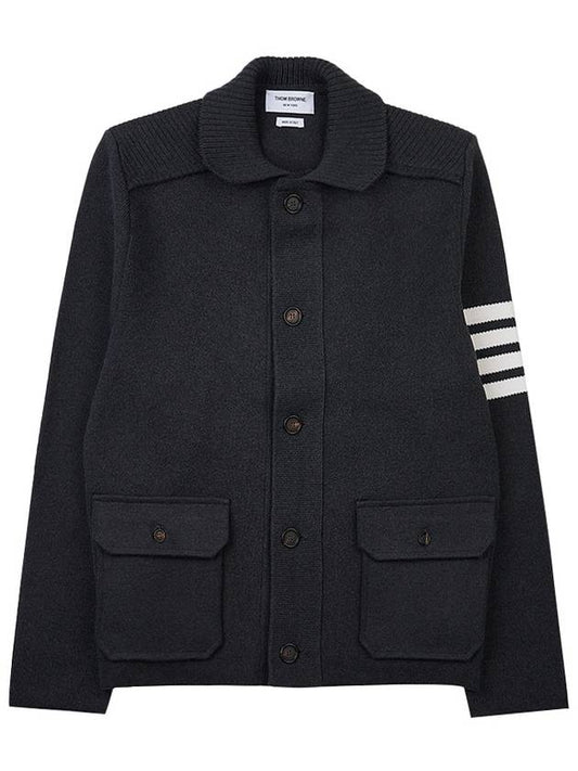 Men's Diagonal Interlock Stitch Cashmere Jacket Grey - THOM BROWNE - BALAAN 2