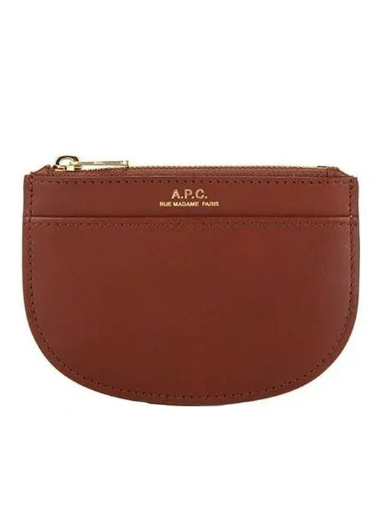 Logo Demi Lune Zipper Card Wallet Brown - A.P.C. - BALAAN 1