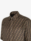 Men's FF Motif Silk Short Sleeve Shirt Brown - FENDI - BALAAN 4