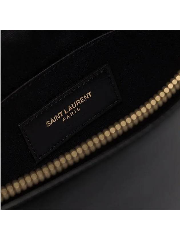 Tiny Gold Monogram Logo Medium Clutch Bag Black - SAINT LAURENT - BALAAN 7