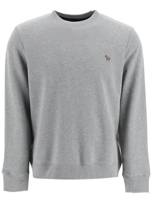 Zebra Patch Organic Cotton Sweatshirt Grey - PAUL SMITH - BALAAN 1