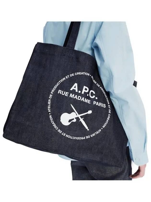 Guitar Print Denim Tote Bag Navy - A.P.C. - BALAAN 5