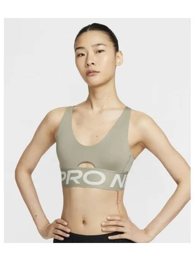 Pro Indie Plunge Medium Support Pad Sports Bra W Light AMI Army Orewood Brown White HJ7325 320 - NIKE - BALAAN 1