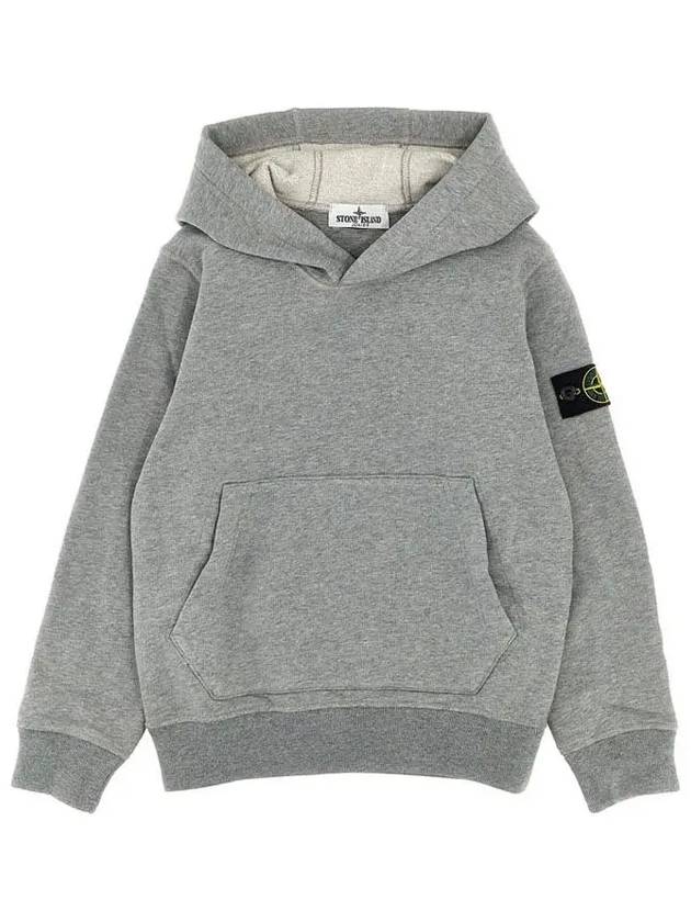 Kids 61620 Organic Cotton Fleece Hoodie Grey - STONE ISLAND - BALAAN 3