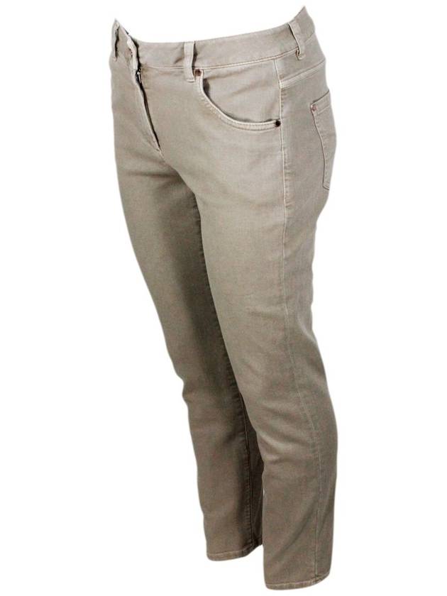 Denim Straight Pants MH137P5679C9504 Beige freddo - BRUNELLO CUCINELLI - BALAAN 3