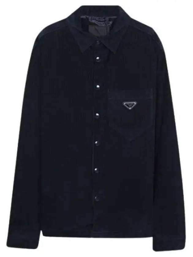 triangle logo corduroy shirt men s long sleeve - PRADA - BALAAN 1